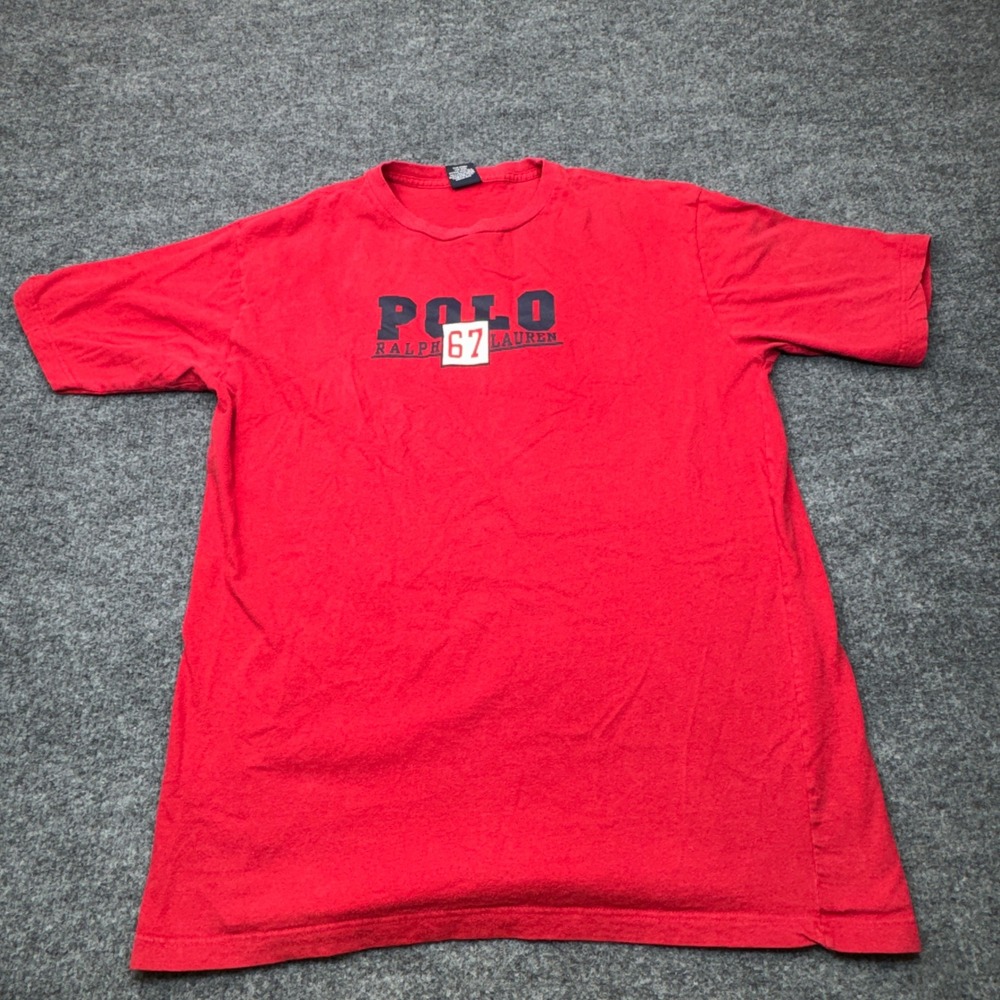 Polo Ralph Lauren T-Shirt Boys XL Red Graphic Logo 67 Crew Neck Tee Preppy